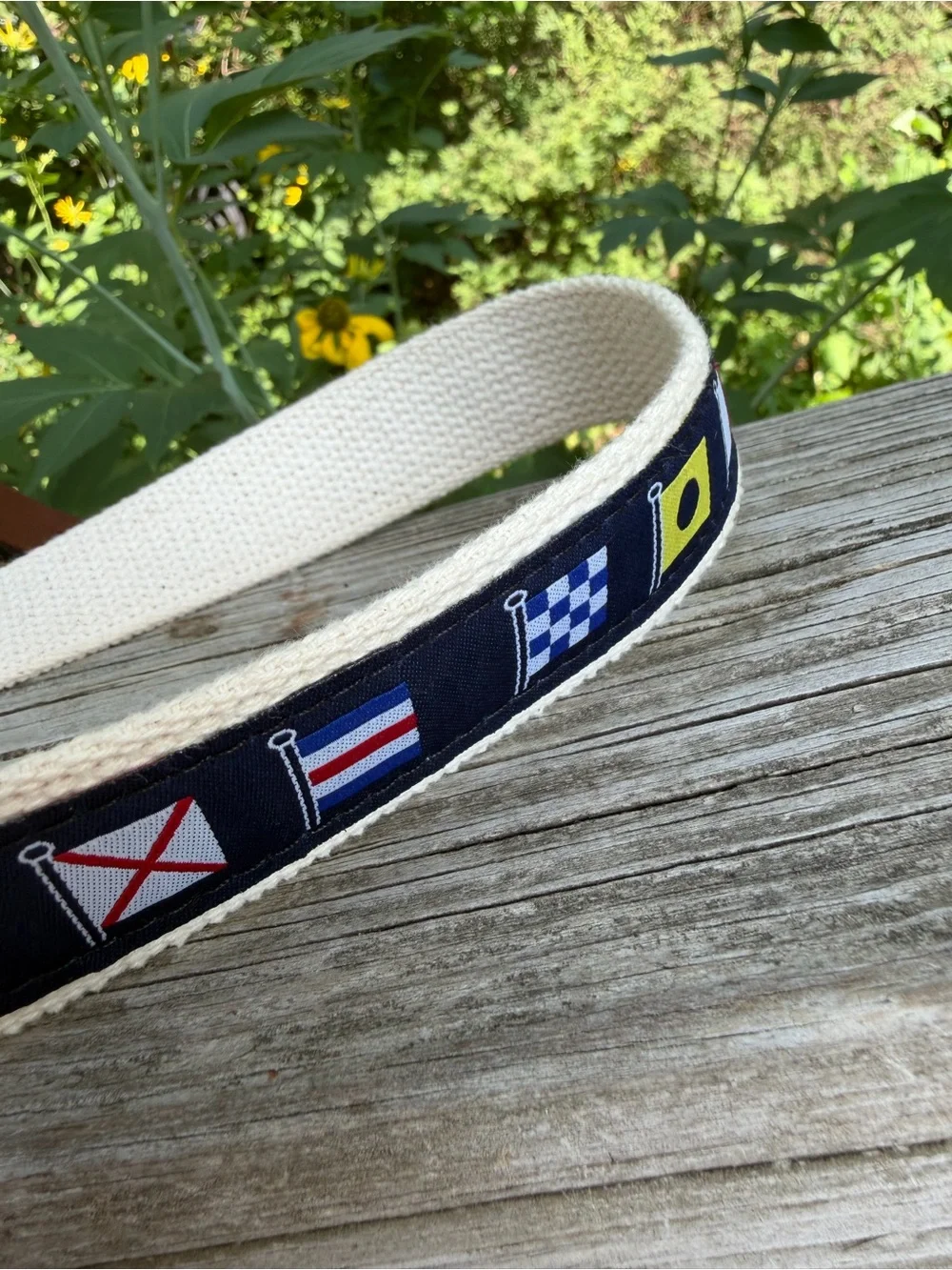 Men’s Nautical Flag Belt Canvas +Leather 42 D Ring Brickman’s Martha’s Vineyard